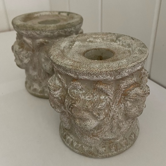 Vintage 3D Cherub face all around Candlestick Holder statue figurine 1980s 90s - Picture 13 of 13